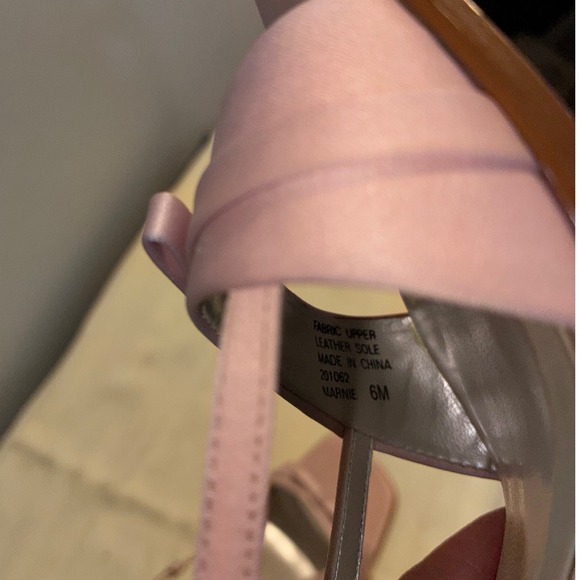 Sam‎ & Libby Womens 6M Marine Pink Satin Square Toe Bow Slingback Heels Retro - Picture 3 of 9